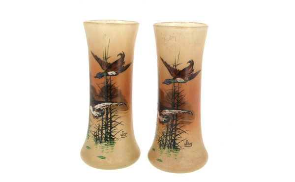 JEM - Paire de vases en verre, signés, é