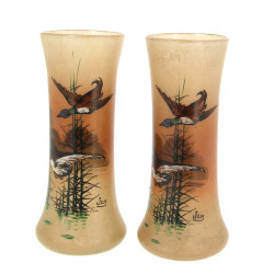 JEM - Paire de vases en verre, signés, é