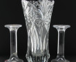 Paire de bougeoirs en verre H 18,5 cm : 
