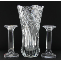 Paire de bougeoirs en verre H 18,5 cm : 