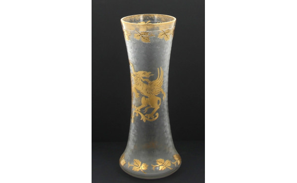 Vase fin XIXème en verre givré décor or 