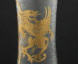 Vase fin XIXème en verre givré décor or 