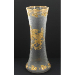 Vase fin XIXème en verre givré décor or 