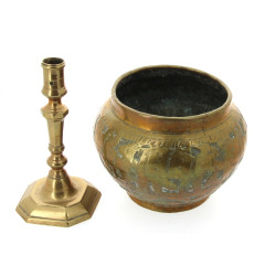 MAROC vers 1920 - Pot en laiton à décor 