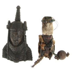 Afrique - Tête Oba du Bénin en bois scul