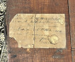 Valise ancienne en bois, étiqettes contr