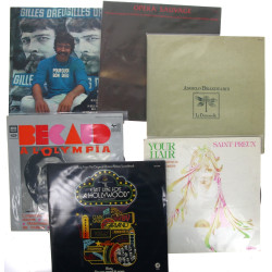 Caisse de disques dont disques d'artiste