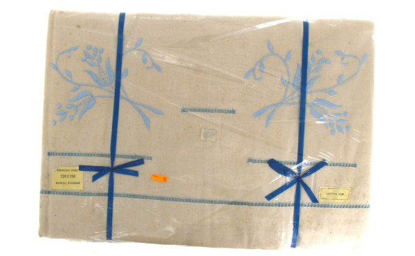 2 draps en coton pur, broderies décor fl