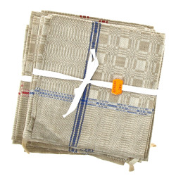 Lot de 6 torchons neufs bleu et ficelle