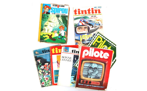 Lot de BD souples et qqs rigides Tintin,