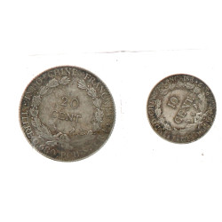 INDOCHINE - 2 monnaies: 20 centimes Indo