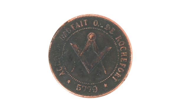 Jeton de présence maçonnique en cuivre, 