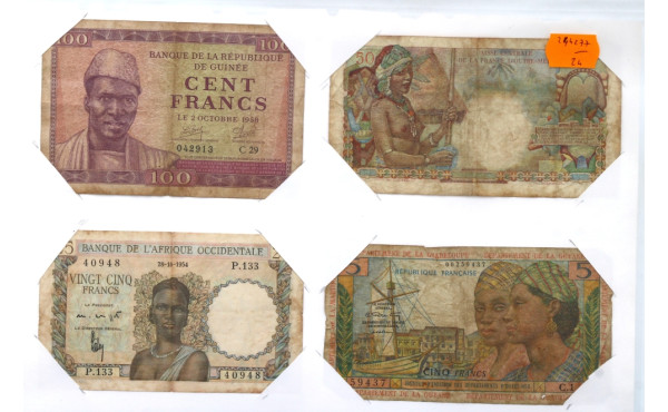 COLONIES et OUTREMER 4 billets: 1x 100 