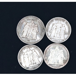 Lot de 4 pièces en argent : une pièce de