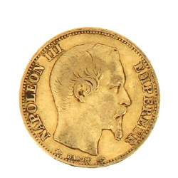 20 fr Nap III tête nue 1853 or, poids 6,