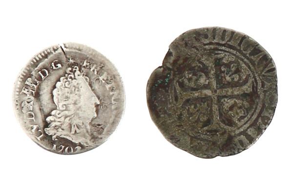 5 sols aux insignes Louis XIV en argent 