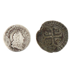 5 sols aux insignes Louis XIV en argent 