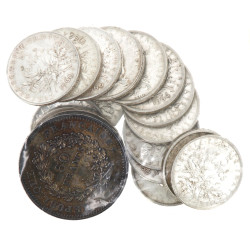 Lot de pièces en argent : 16 pièces de 5