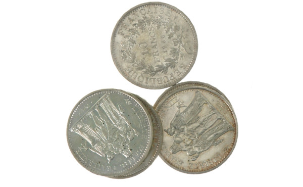5 p. 10 fr argent années 60/70 poids 125