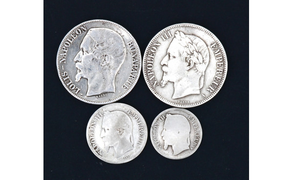 France Napoléon III - Lot de 4 pièces en