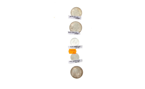 Série de 5 pièces en argent: 1 p. 10 fr 