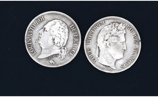 France XIXème - Lot de 2 pièces de 5 F é