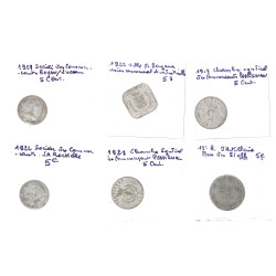 6 jetons de nécessité 5 centimes Perpign