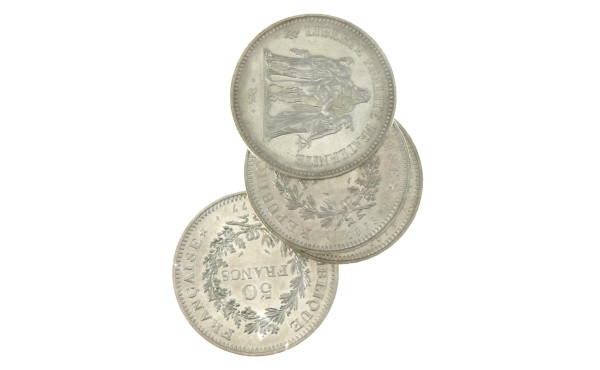 4 p. De 50 fr argent années 1974 à 1977
