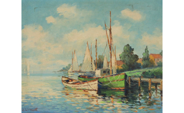 CLERMONT (Xxème) "Marine, bateaux amarré