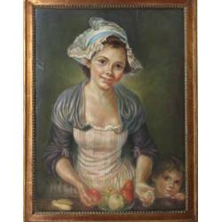 Ecole Française "Jeune fille aux pommes 
