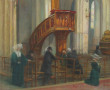 Ecole début Xxème "Intérieur d'église", 