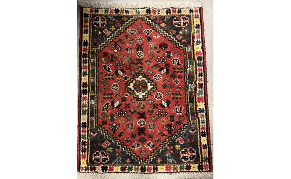 Tapis GACHGAI en laine points noués à fo