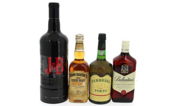Lot de 4 bouteilles d'alcool: - 1 B BOU