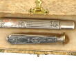 Porte-mine et cachet en métal argenté, 2