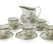 CHINE - 5 tasses, 5 sous-tasses et un cr