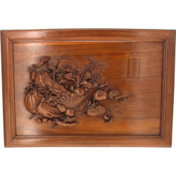 CHINE - Beau panneau en bois exotique sc