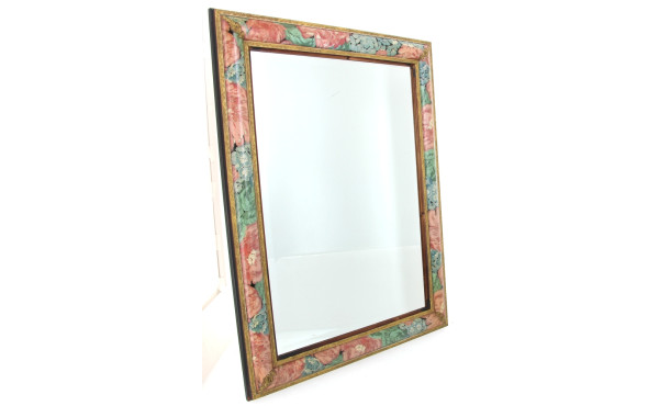 Miroir années 70 biseauté, encadrement à