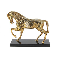 "Cheval", sujet en métal doré, sur base 
