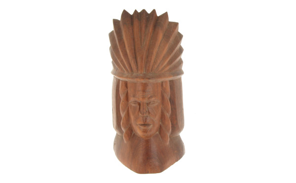 Tête d'indien en bois sculpté, artisanat
