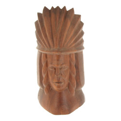 Tête d'indien en bois sculpté, artisanat