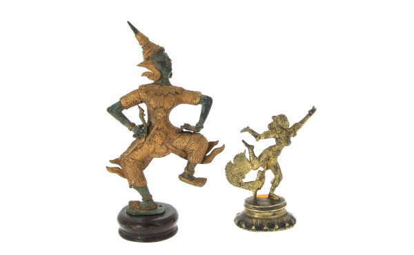Deux statuettes asiatiques en bronze, tr