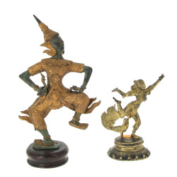 Deux statuettes asiatiques en bronze, tr