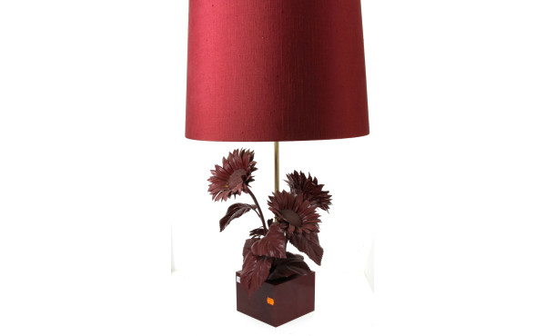 Lampe années 80 à décor naturaliste en m