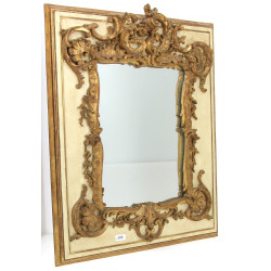 Miroir rectangulaire doré et crème à déc