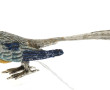 Oiseau en métal argenté et émaillé, H 4 