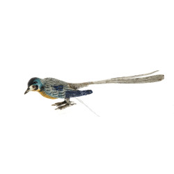 Oiseau en métal argenté et émaillé, H 4 