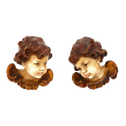 Paire de petites têtes d'angelots en boi
