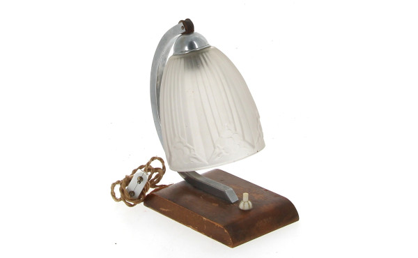 Lampe à poser ART DECO, base bois, montu