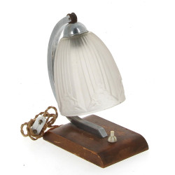 Lampe à poser ART DECO, base bois, montu
