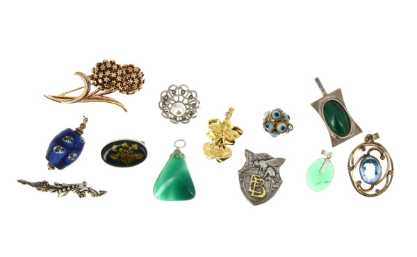 Pendentif en argent et malachite, années